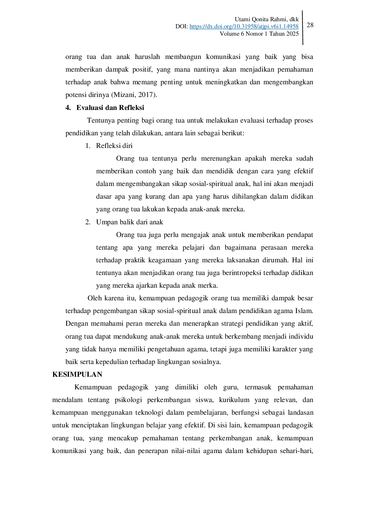 JURIS Sinergitas Kemampuan Pedagogik Guru dan Orang Tua dalam Mengembangkan Sikap Sosial Spiritual Peserta Didik pada Pendidikan Agama Islam