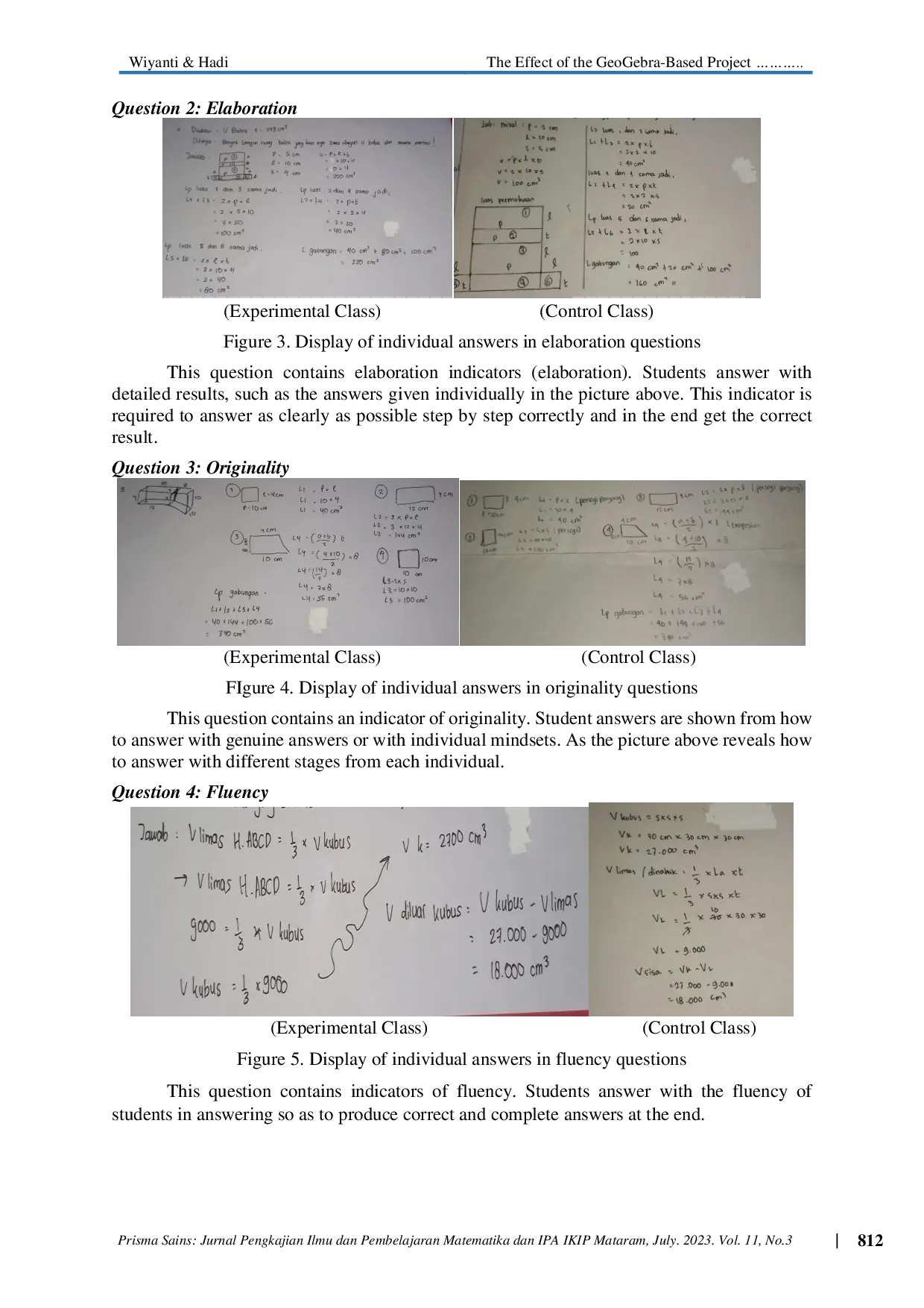 JURIS The Effect of The GeoGebra Based Project Based Learning PjBL Model on the Creative Thinking Ability of Junior High School Students