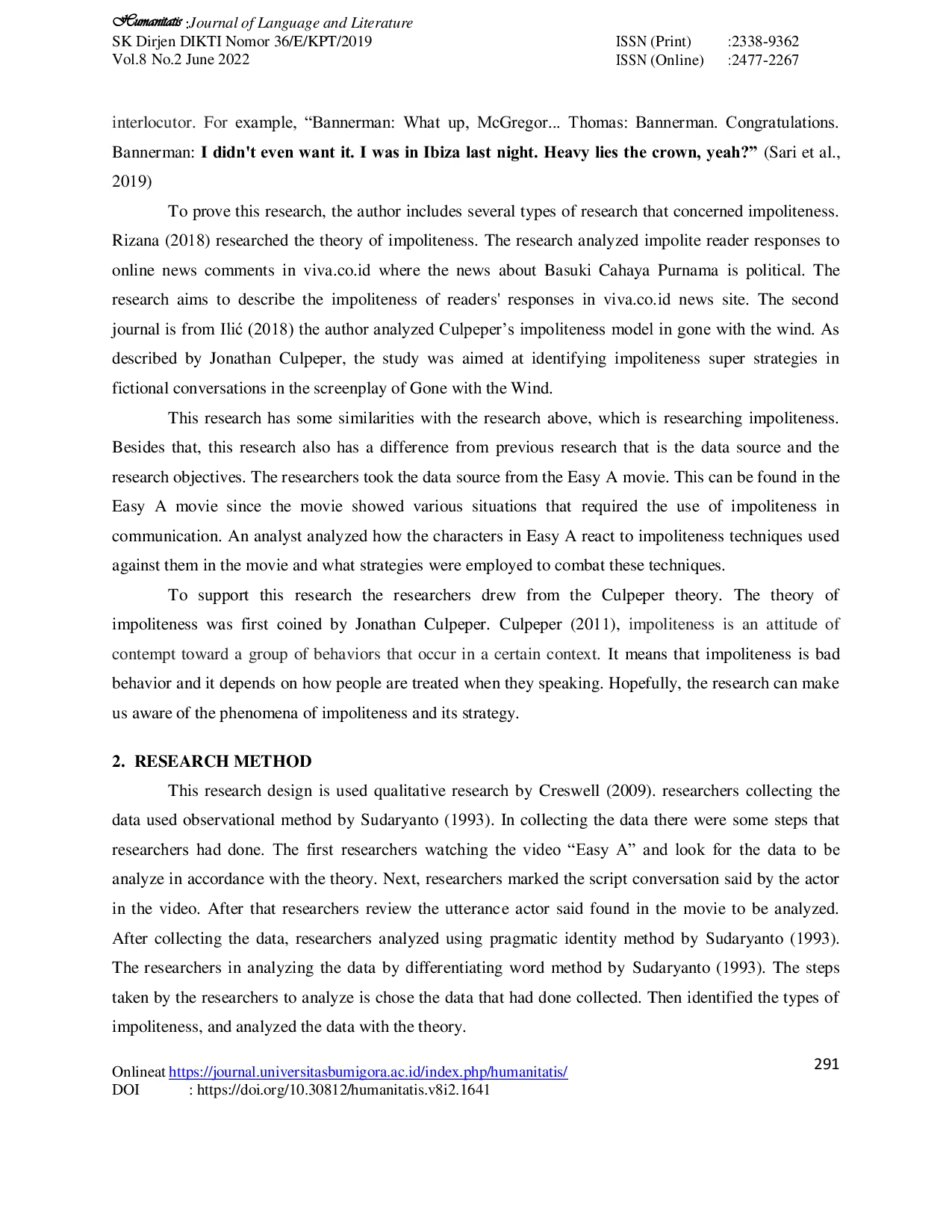 JURIS Impoliteness Strategies Used in the Movie Easy A