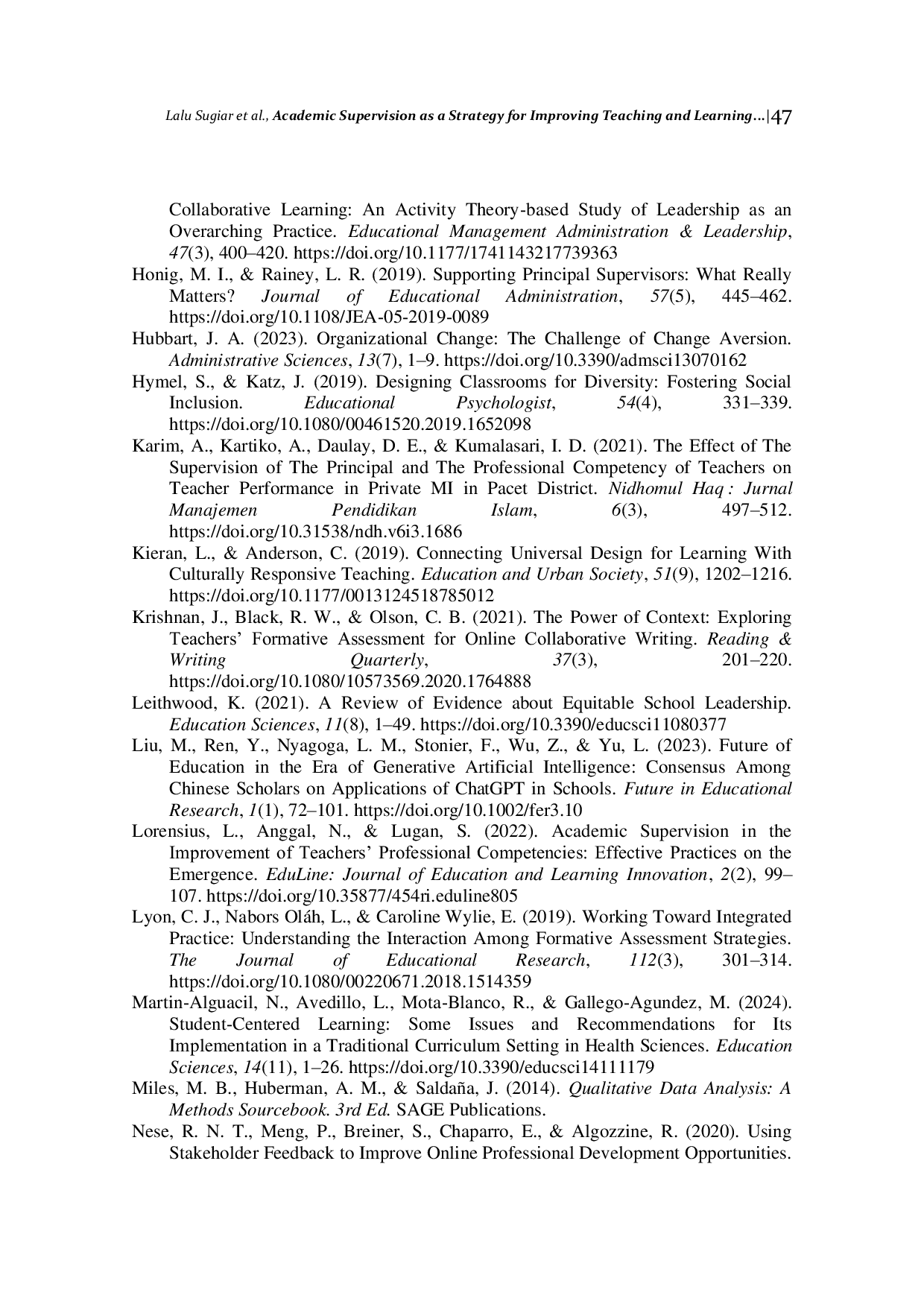 JURIS Academic Supervision as a Strategy for Improving Teaching and Learning Quality
