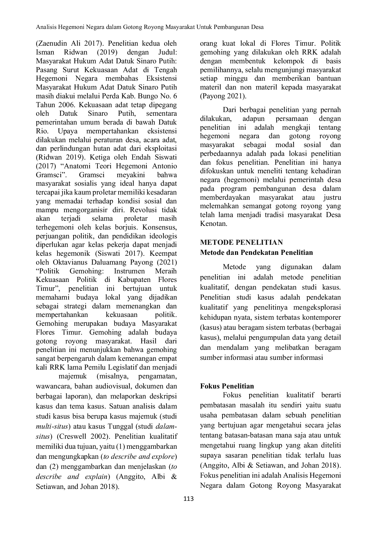 JURIS Analisis Hegemoni Negara Dalam Gotong Royong Masyarakat Untuk Pembangunan Desa