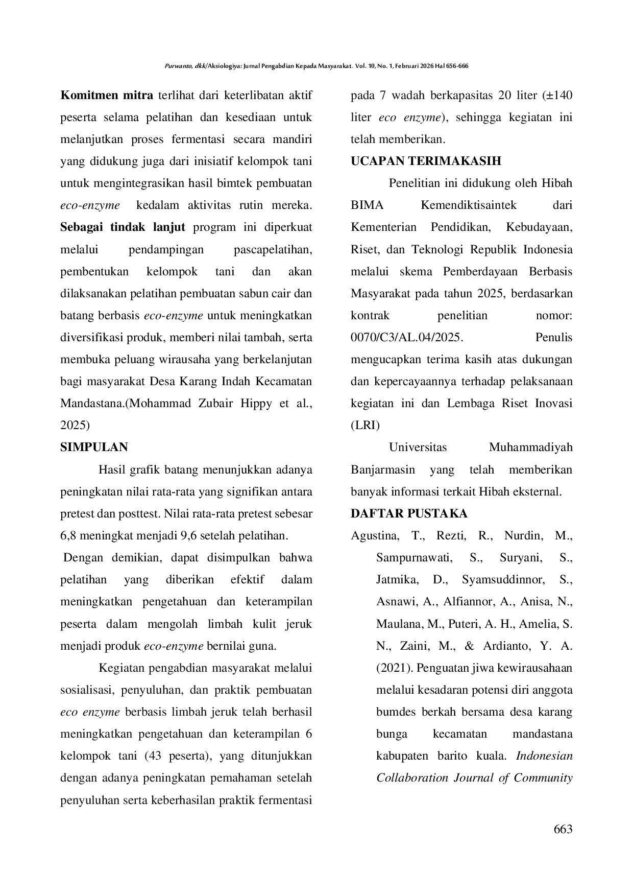 JURIS Pemberdayaan Ekonomi Petani Jeruk Melalui Produksi Eco Enzyme Berbasis Limbah Organik Di Desa Mandastana