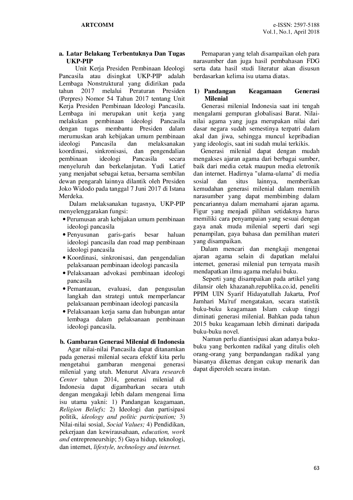 JURIS Mencari Celah Penanaman Nilai Nilai Pancasila Pada Generasi Milenial