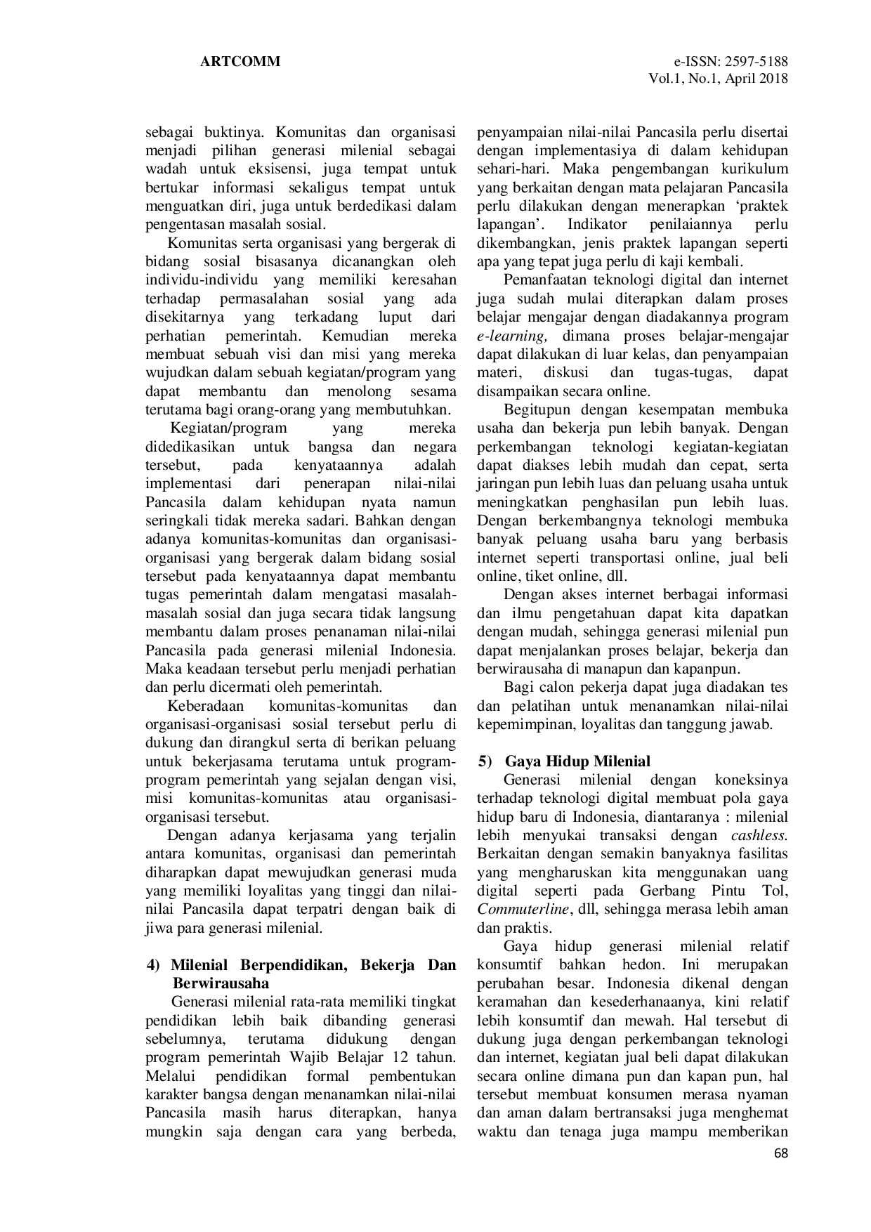 JURIS Mencari Celah Penanaman Nilai Nilai Pancasila Pada Generasi Milenial