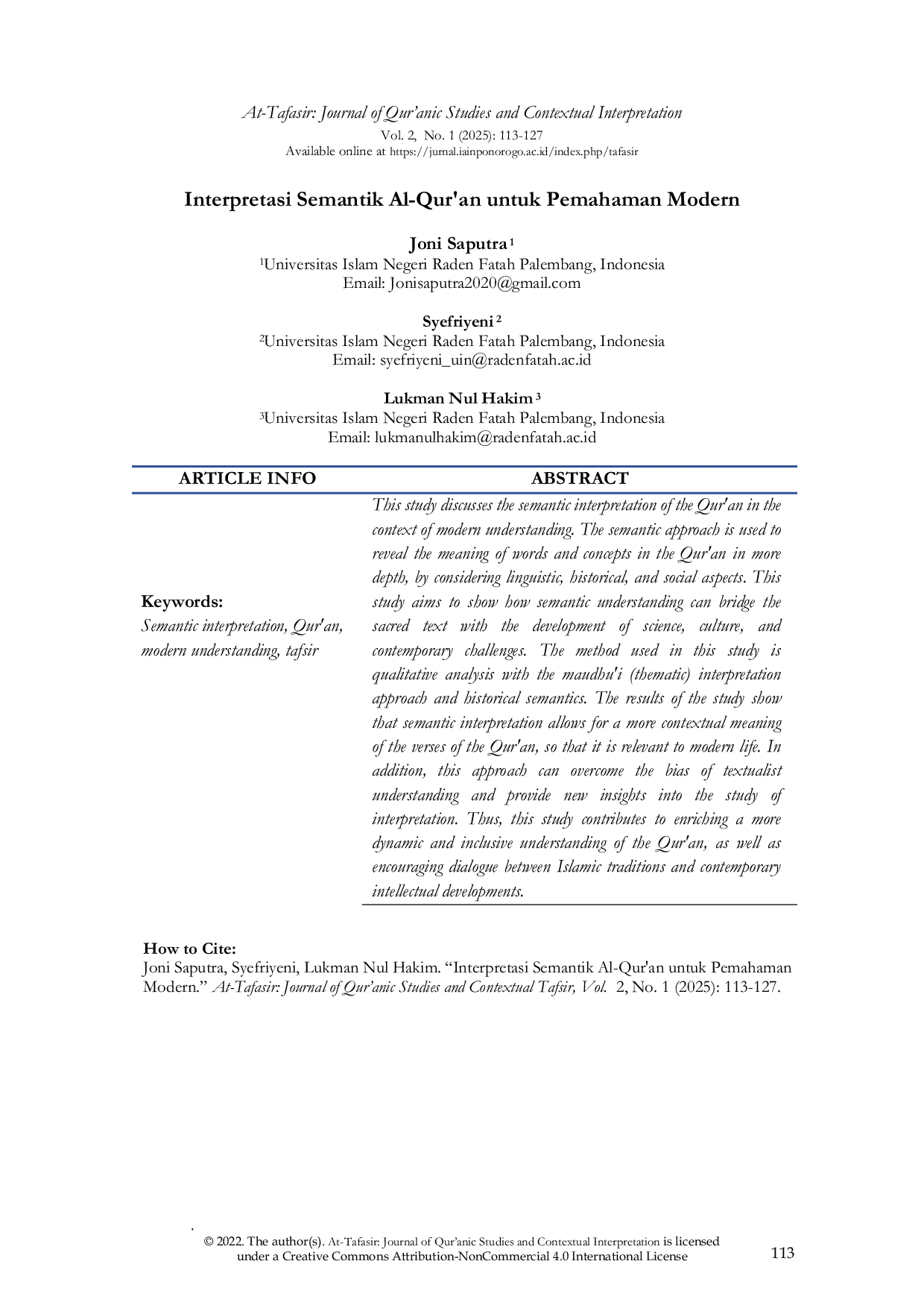 JURIS Interpretasi Semantik Al Qur an untuk Pemahaman Modern