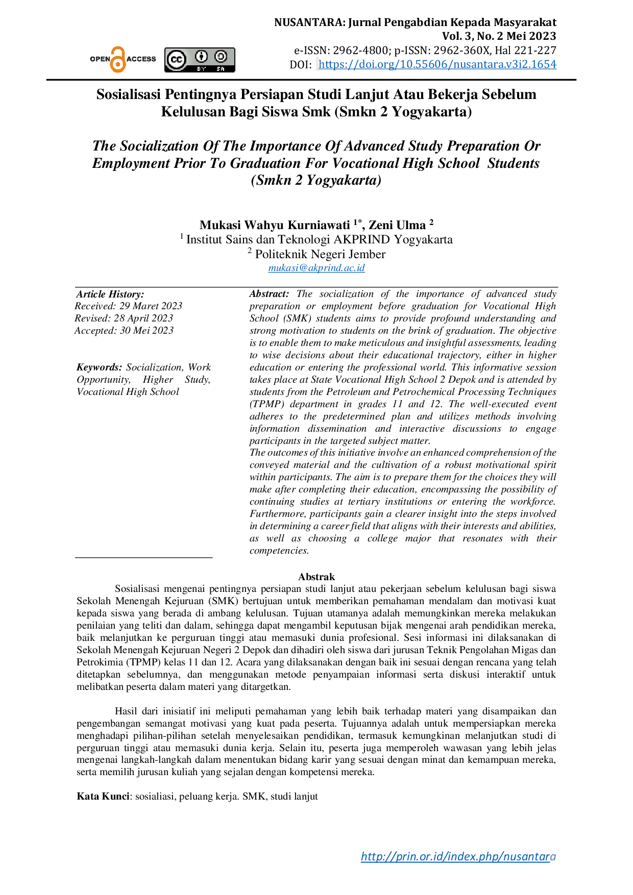 JURIS Sosialisasi Pentingnya Persiapan Studi Lanjut Atau Bekerja Sebelum Kelulusan Bagi Siswa Smk Smkn 2 Yogyakarta