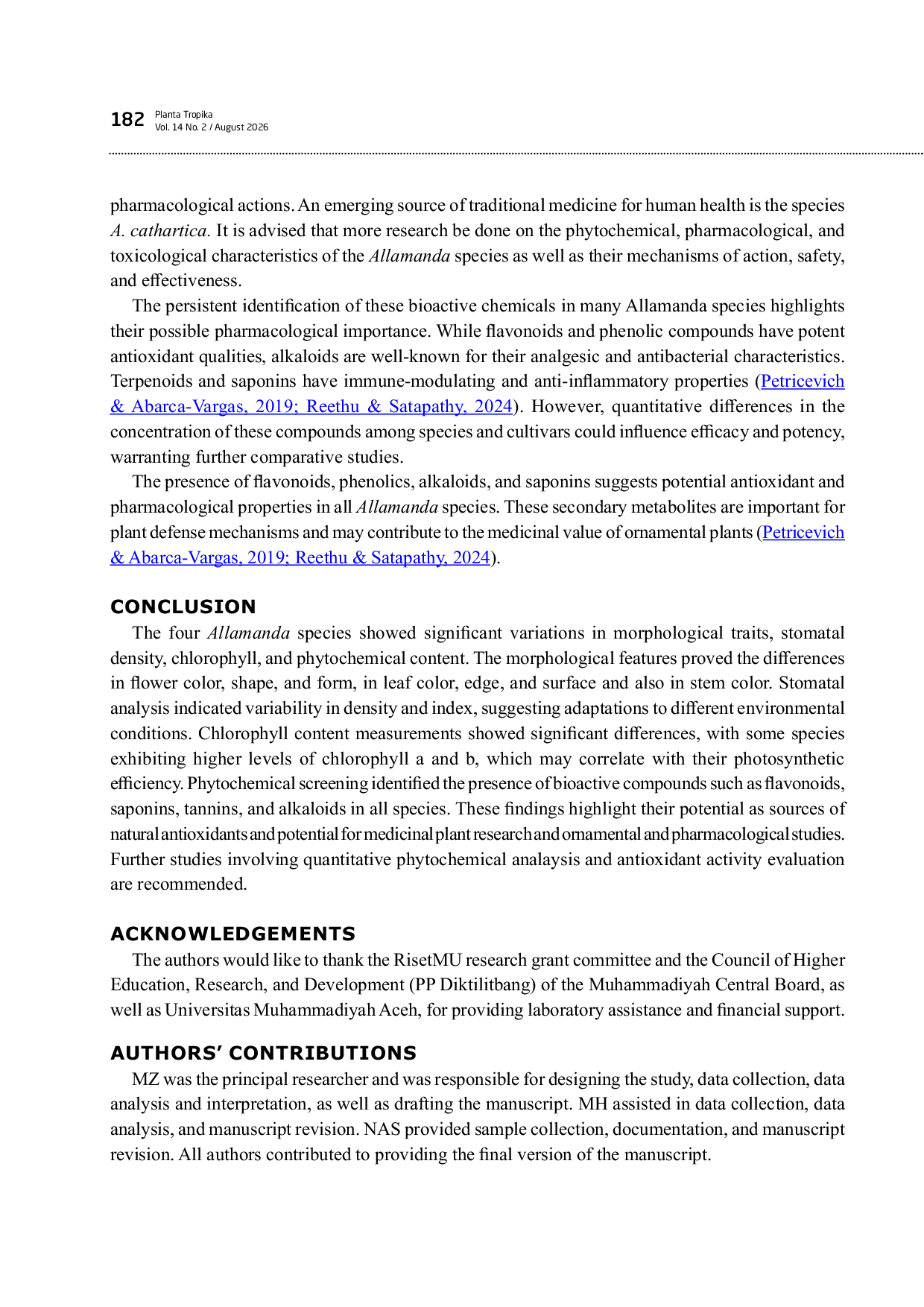 JURIS Comparative Characterization of Morphological Physiological and Phytochemical Traits among Four Allamanda Species