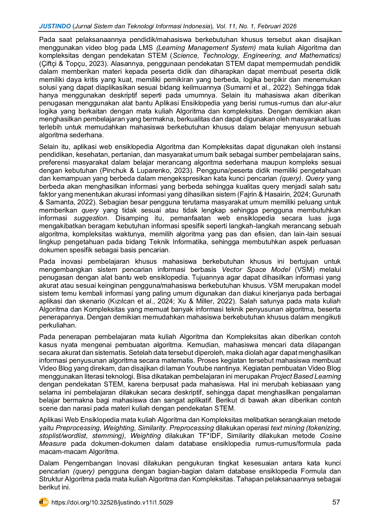 JURIS Website Based STEM Learning Using Encyclopedias for Students with Special Needs