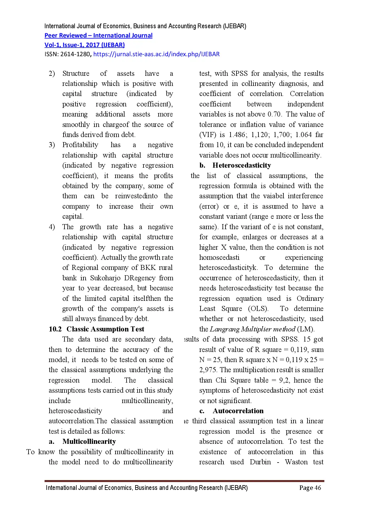 juris Factors Affecting Capital Structure on Regional Company of BKK Rural Banks in Sukoharjo Regency