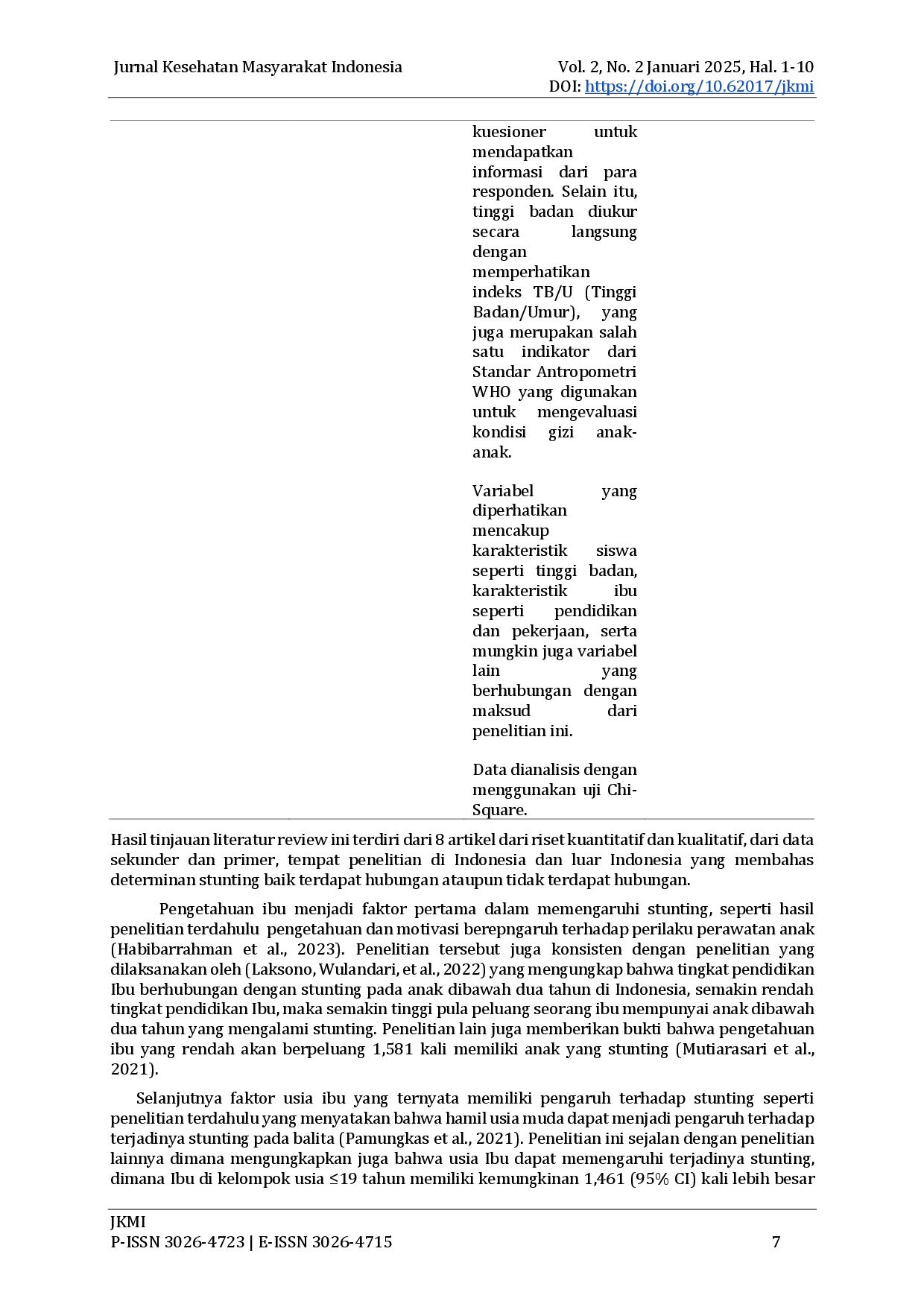 juris Determinan Kualitas Ibu yang Dapat Memengaruhi Kejadian Stunting Pada Anak Literatur Review