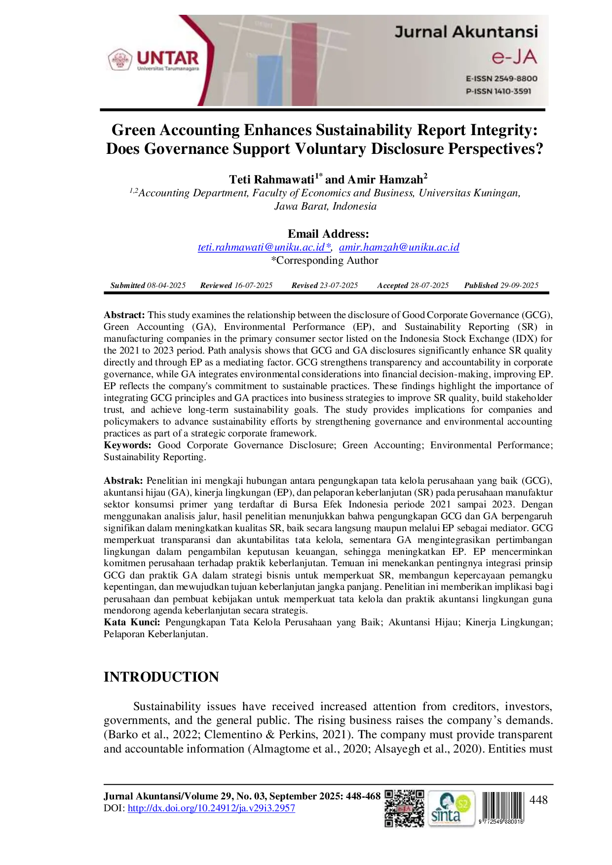 juris Green Accounting Enhances Sustainability Report Integrity Does Governance Support Voluntary Disclosure Perspectives