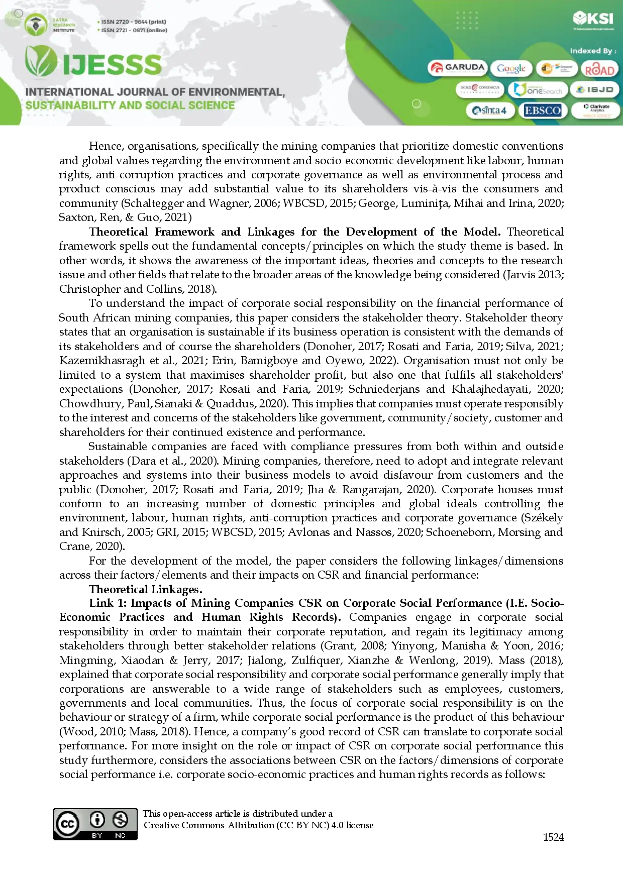 juris Dr Empirical Model For Measuring The Impact of Corporate Social Responsibility on Financial Performance of South African Mining Companies