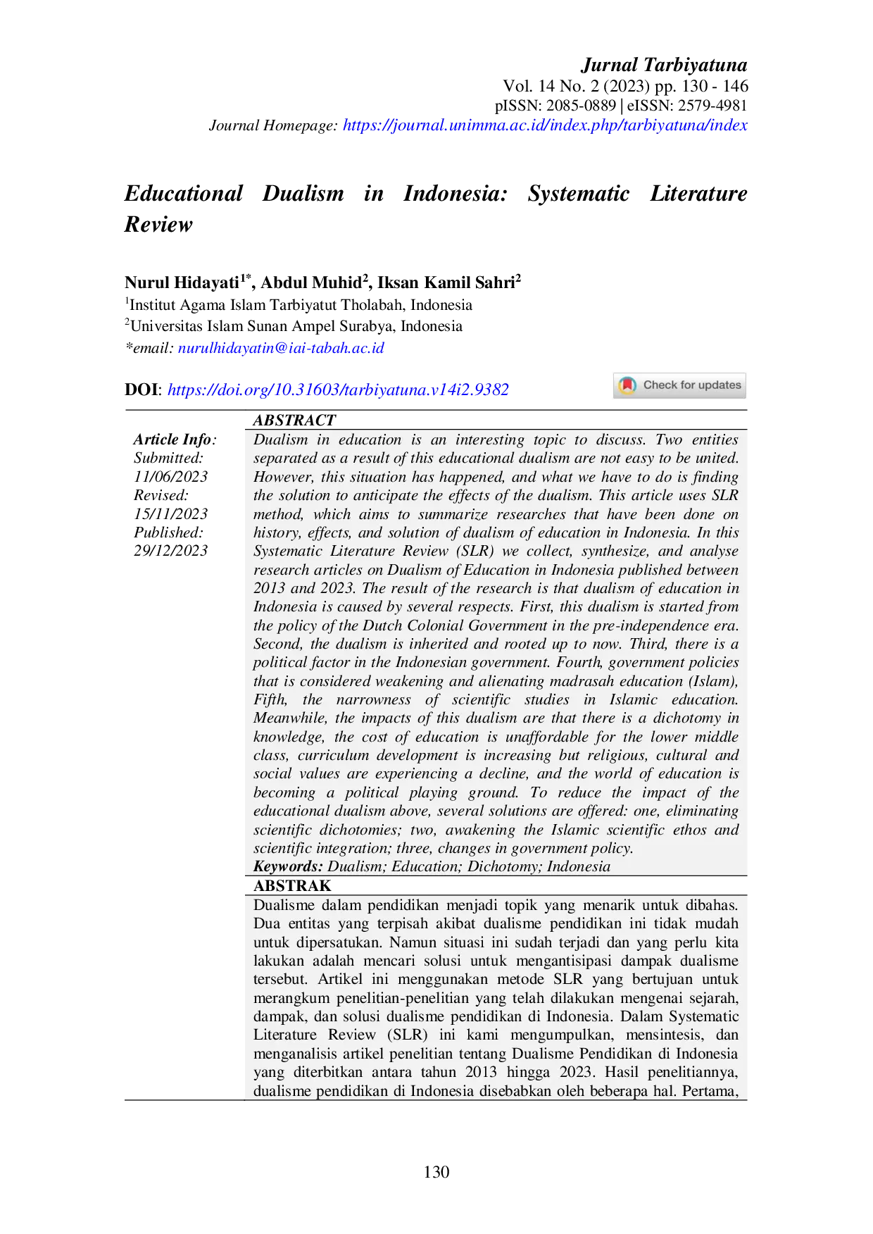 JURIS Educational Dualism in Indonesia Systematic Literatur Review