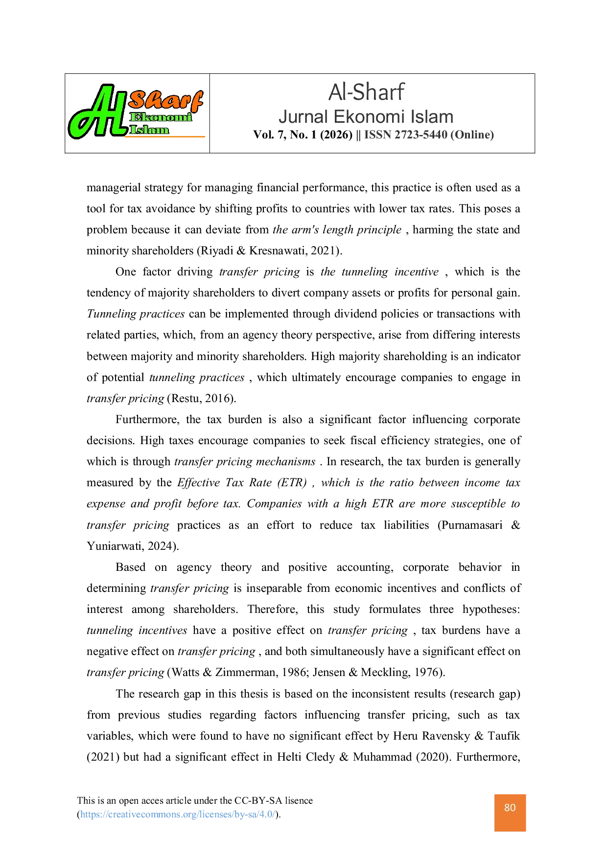 JURIS The Effect of Tunneling Incentives and Tax Burden on Transfer Pricing in Companies Listed in the Jakarta Islamic Index 70 for the Period 2020 2023