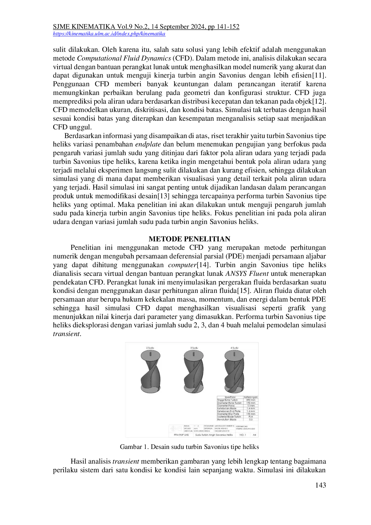 JURIS Pola Aliran Udara Pada Turbin Angin Savonius Heliks Dengan Variasi Jumlah Sudu Menggunakan Metode CFD