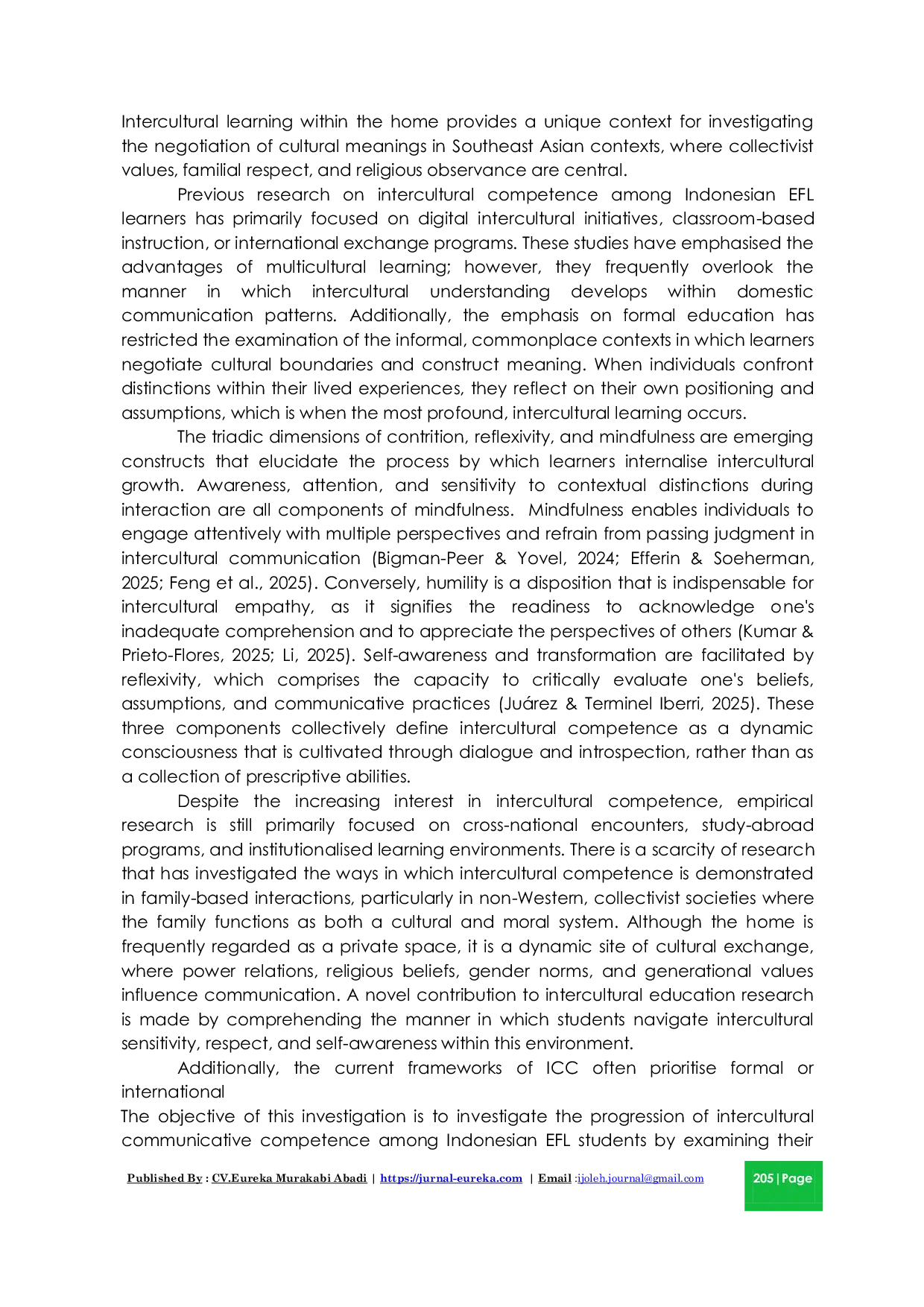 JURIS Mindfulness Humility and Reflexivity Tracing Intercultural Growth in Family Based EFL Interaction