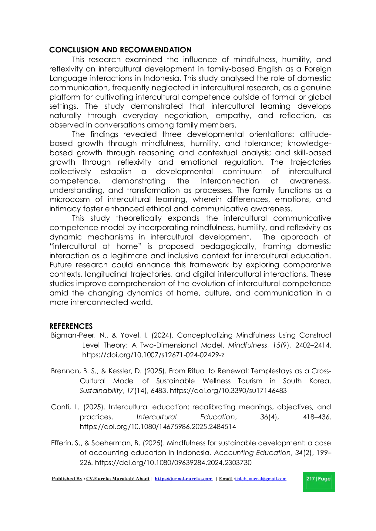 JURIS Mindfulness Humility and Reflexivity Tracing Intercultural Growth in Family Based EFL Interaction