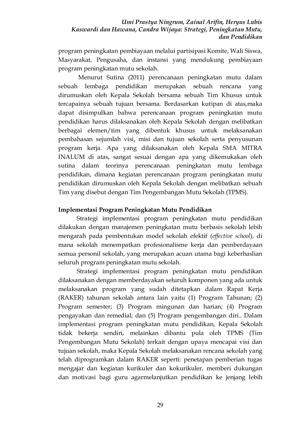 JURIS Strategi Peningkatan Mutu Pendidikan pada SMA Swasta Mitra Inalum Kecamatan Sei Suka Kabupaten Batu Bara