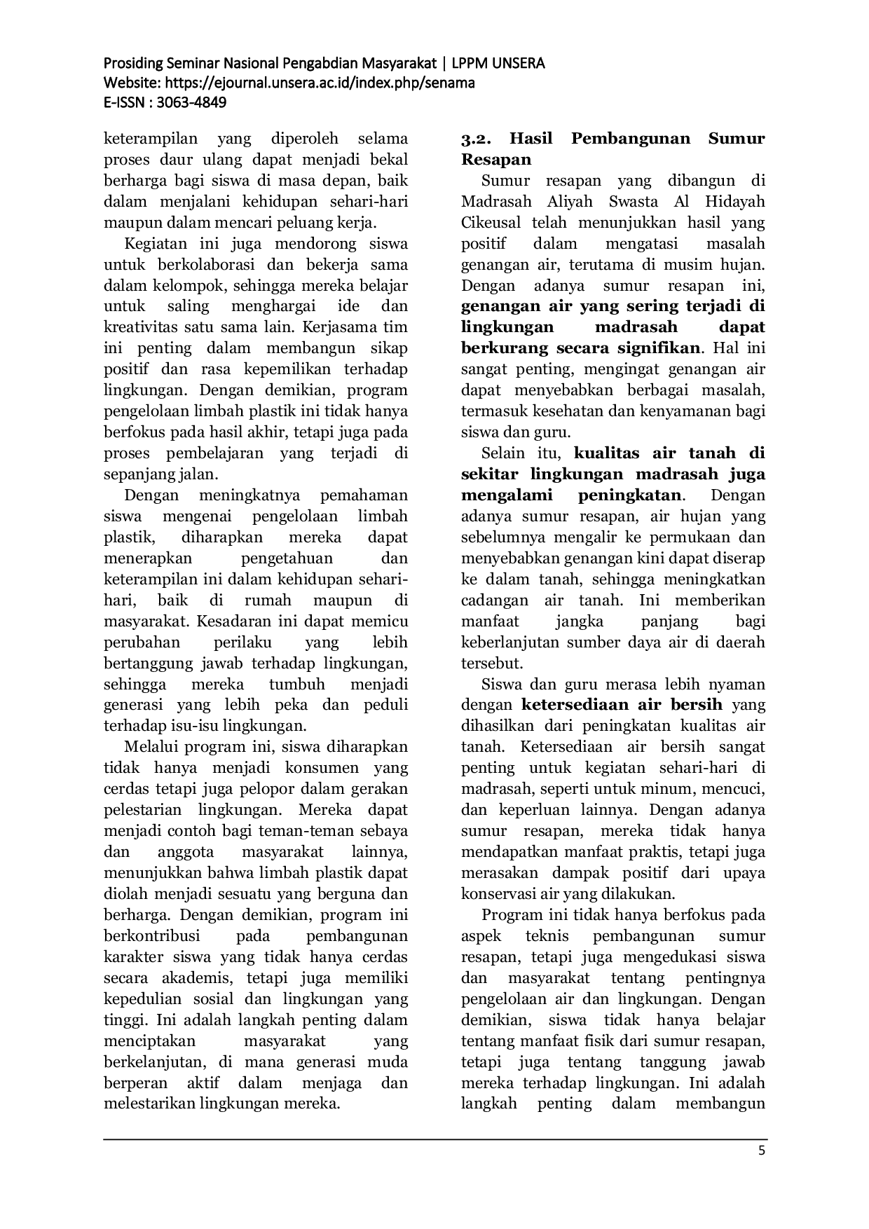 JURIS Edukasi Berbasis Lingkungan Solusi Limbah Plastik dan Air Bersih di Madrasah Al Hidayah Cikeusal