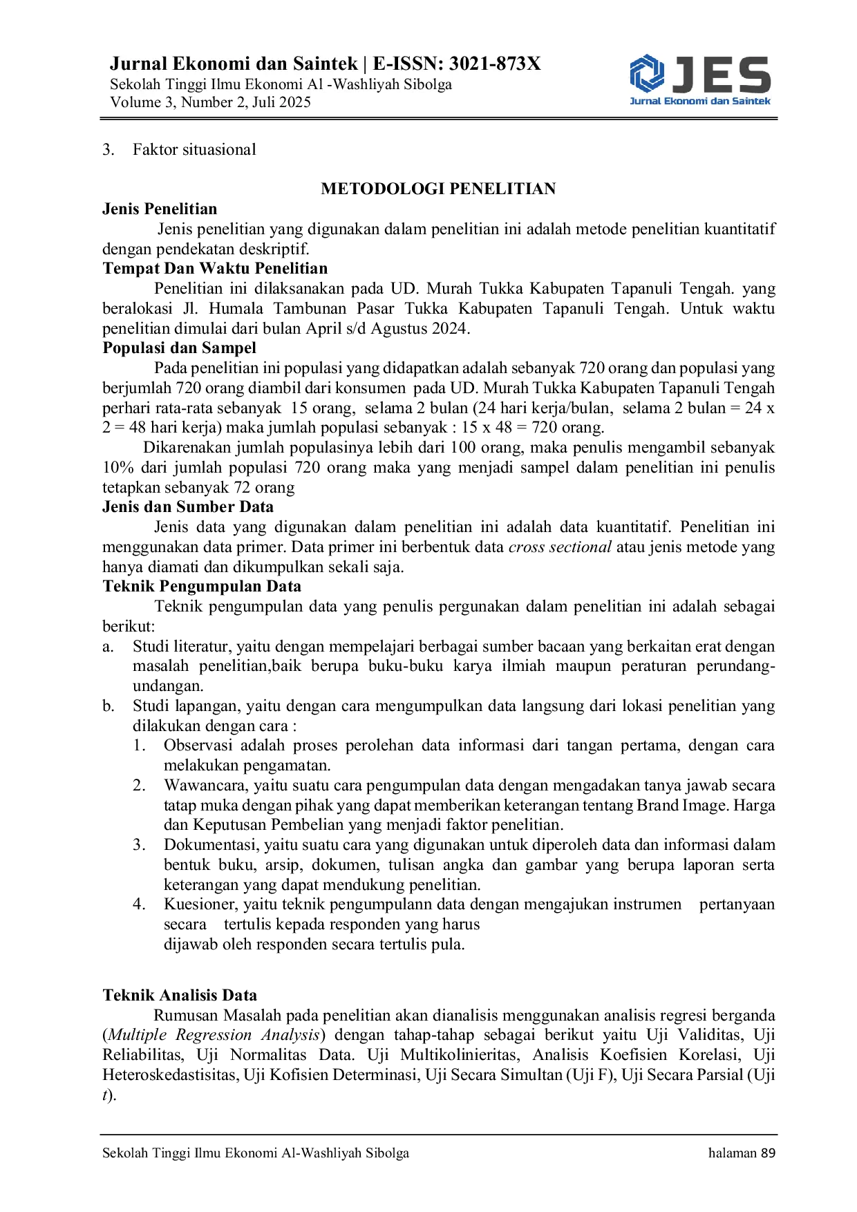 JURIS Pengaruh Brand Image Dan Harga Terhadap Keputusan Pembelian Pada Pt Alfa Scorpii Sibolga