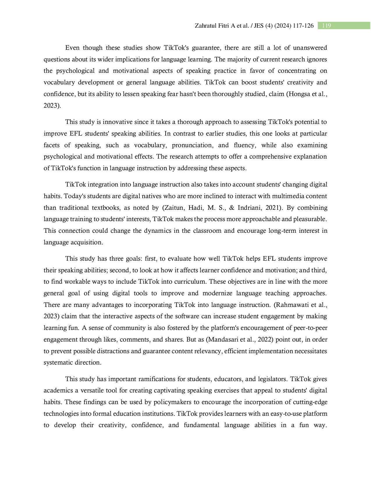 JURIS Leveraging TikTok to Enhance English Speaking Skills among EFL Students