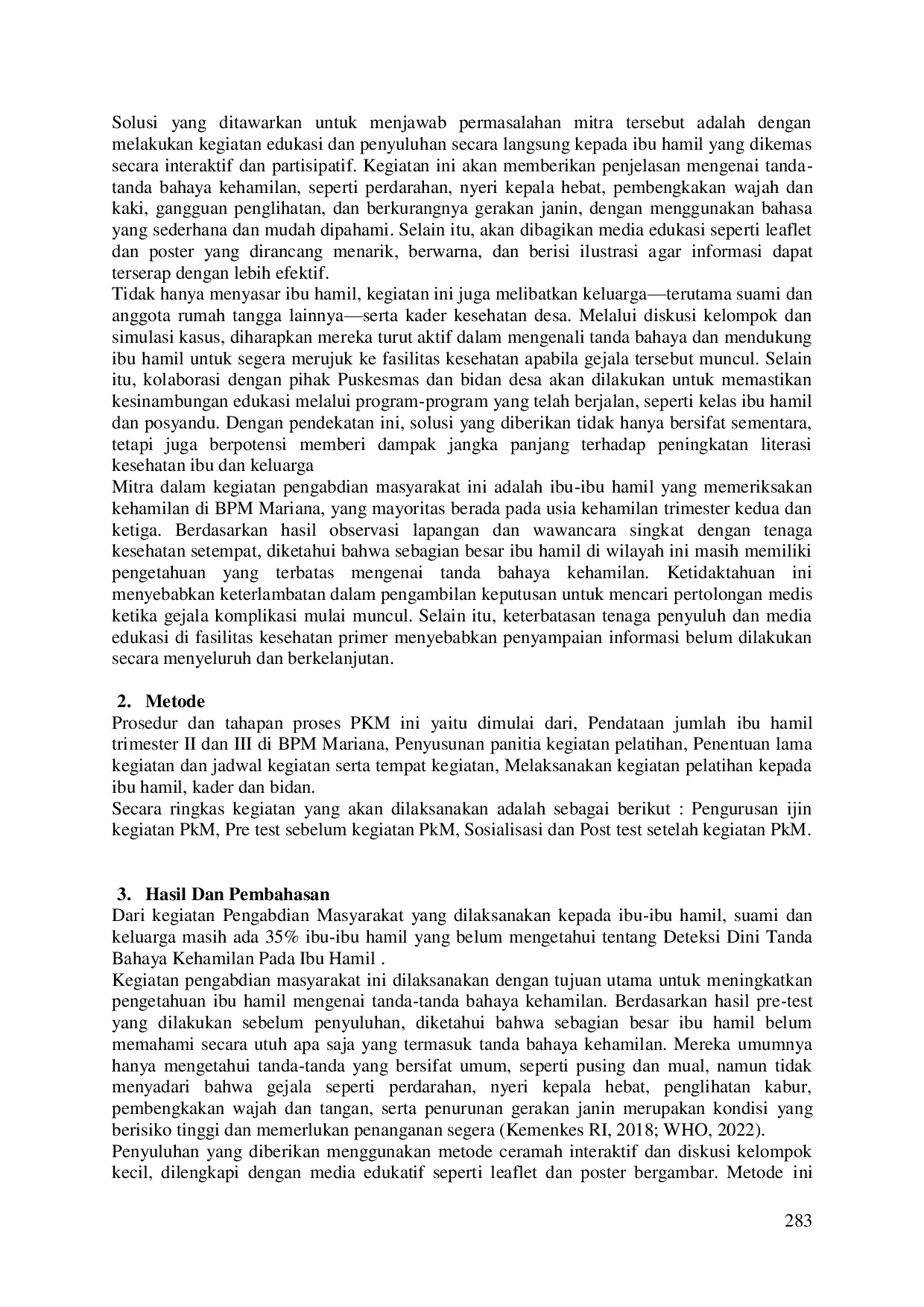 JURIS Edukasi Dini Tanda Bahaya Kehamilan Pada Ibu Hamil di BPM Mariana