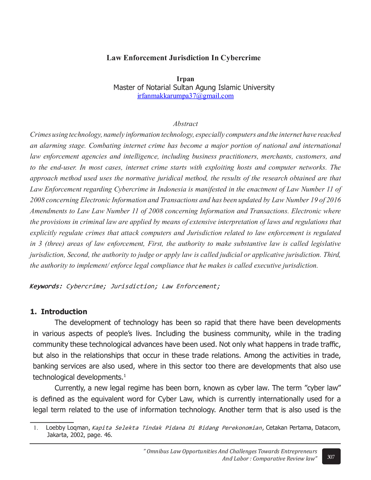 JURIS Law Enforcement Jurisdiction In Cybercrime