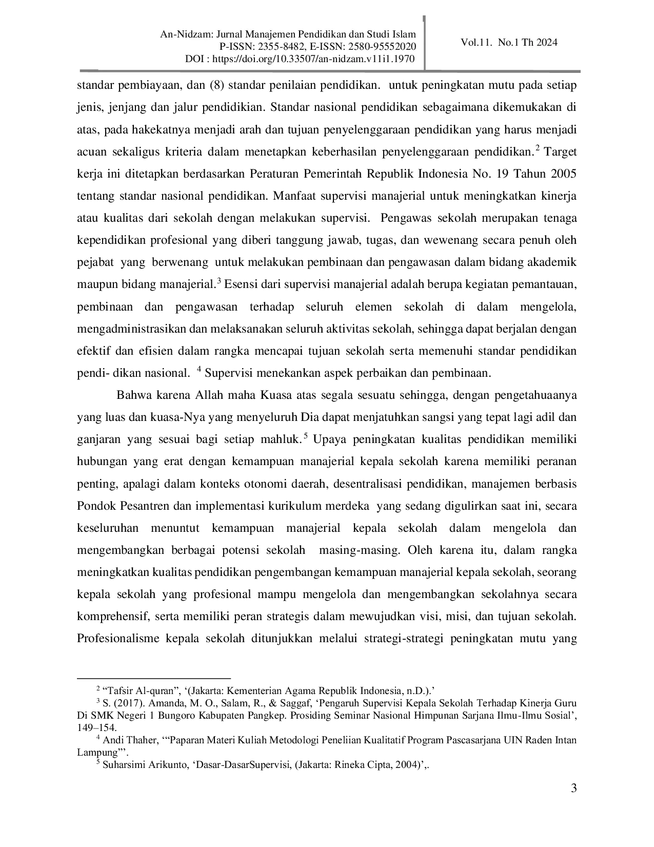 JURIS Supervisi Manajerial Kepala Sekolah di SMP Darul Falah Batu Putuk Bandarlampung