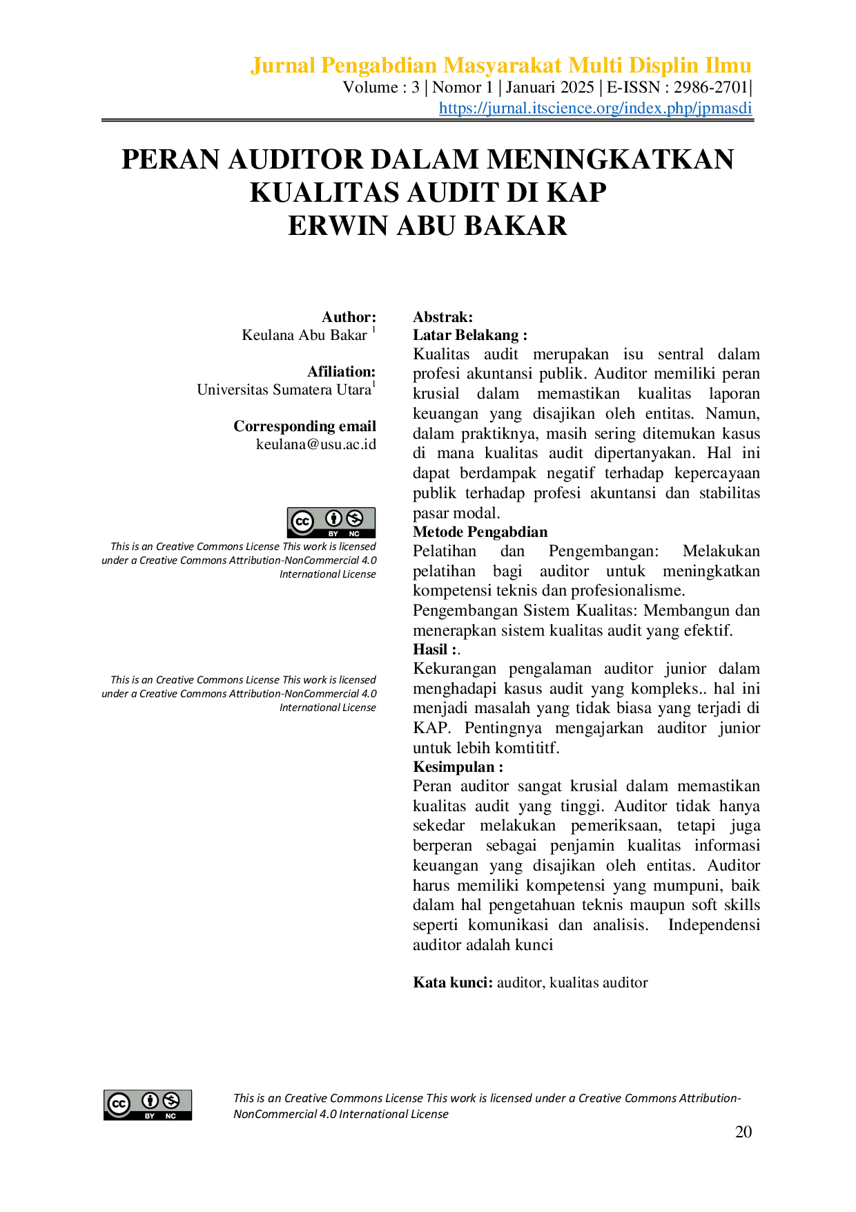 JURIS Peran Auditor Dalam Meningkatkan Kualitas Audit Di Kap