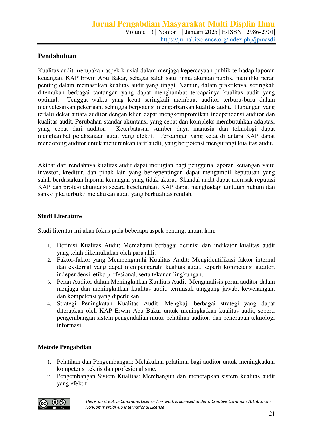 JURIS Peran Auditor Dalam Meningkatkan Kualitas Audit Di Kap