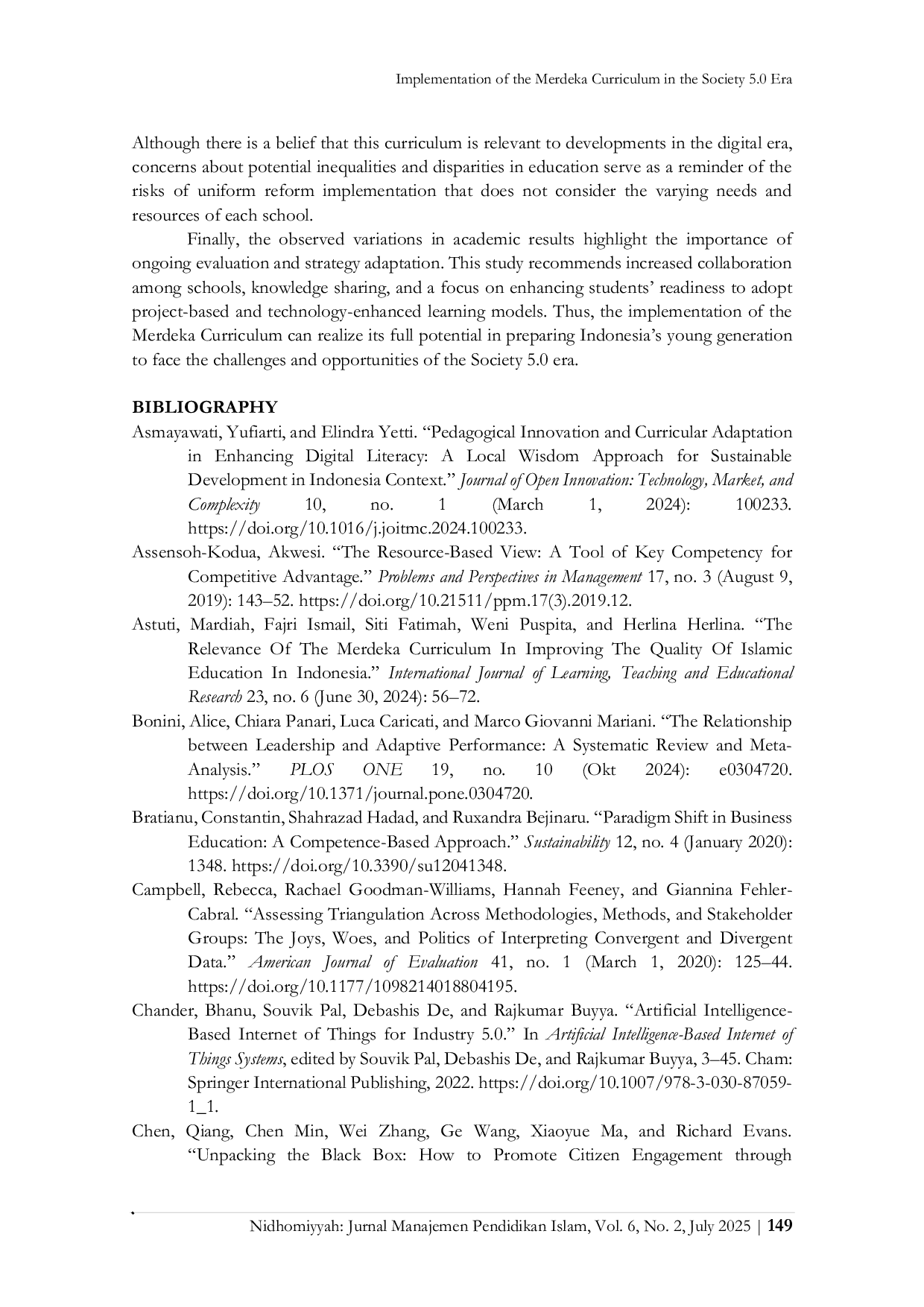 JURIS Implementation of the Merdeka Curriculum in the Society 5 0 Era