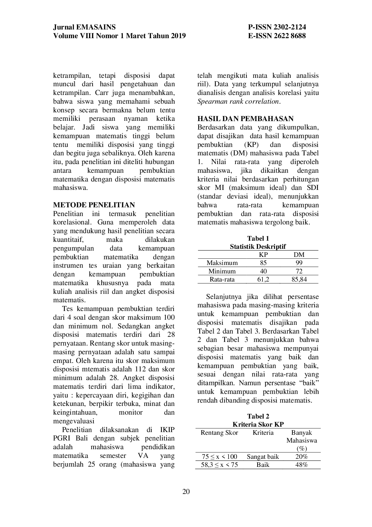 JURIS Hubungan Disposisi Matematis dengan Kemampuan Pembuktian Matematika