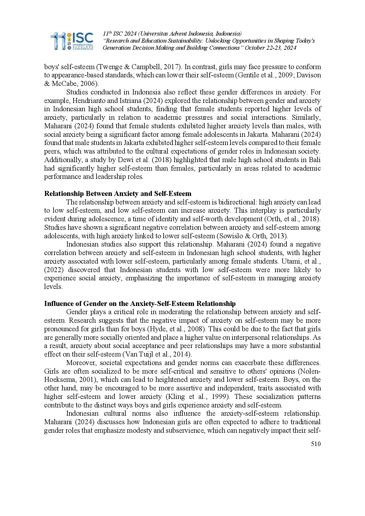 juris Student Gender Differences Self Esteem and Anxiety in a Private High School in Minahasa Utara