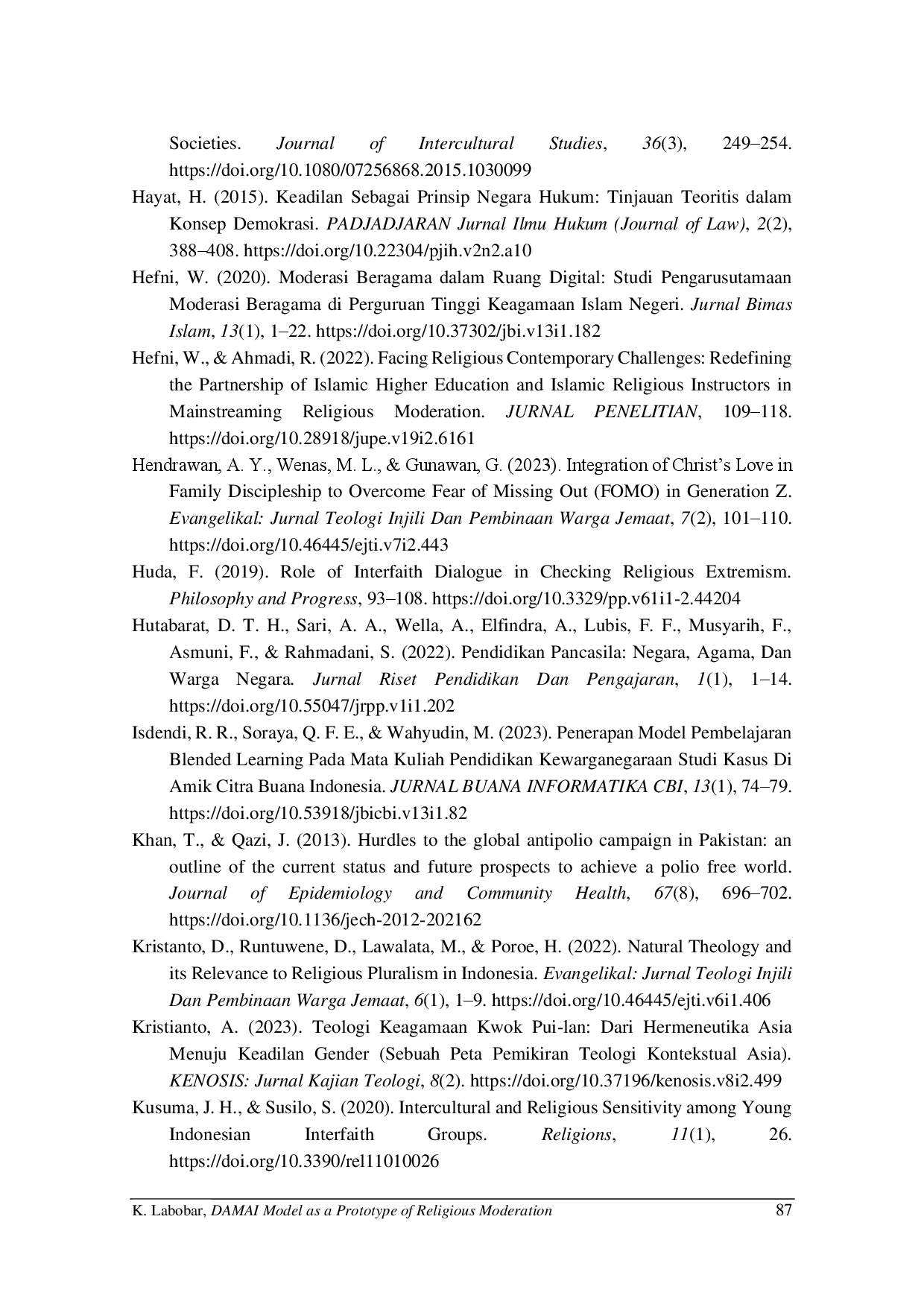 juris DAMAI Model as a Prototype of Religious Moderation