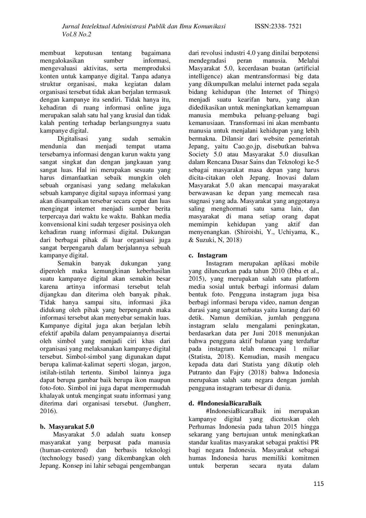 JURIS Kampanye Digital pada Instagram Perhumas Indonesia melalui IndonesiaBicaraBaik dalam Mewujudkan Masyarakat 5 0