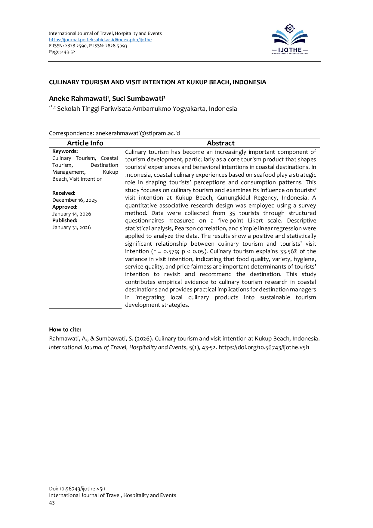 JURIS Culinary Tourism and Visit Intention at Kukup Beach Indonesia