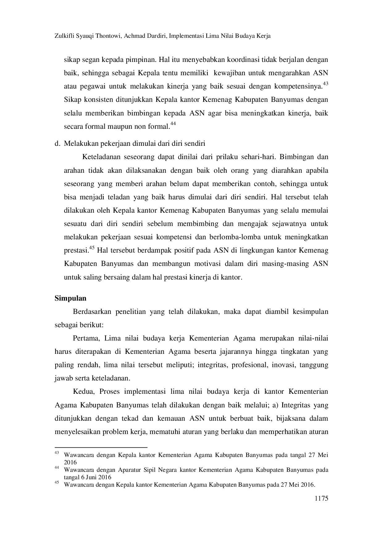 JURIS Implementasi Lima Nilai Budaya Kerja di Kantor Kementerian Agama Kabupaten Banyumas