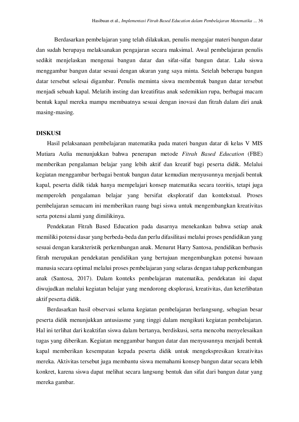 JURIS Implementasi Fitrah Based Education dalam Pembelajaran Matematika Pada Materi Bangun Datar di Kelas V MIS Mutiara Aulia