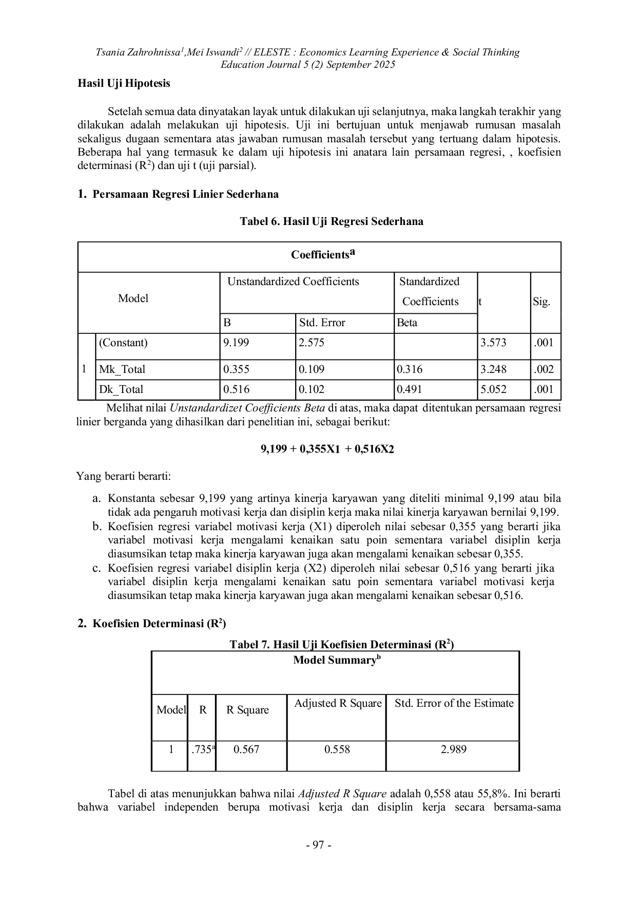 JURIS Pengaruh Motivasi Kerja dan Disiplin Kerja terhadap Kinerja Karyawan PT Zipper Indonesia