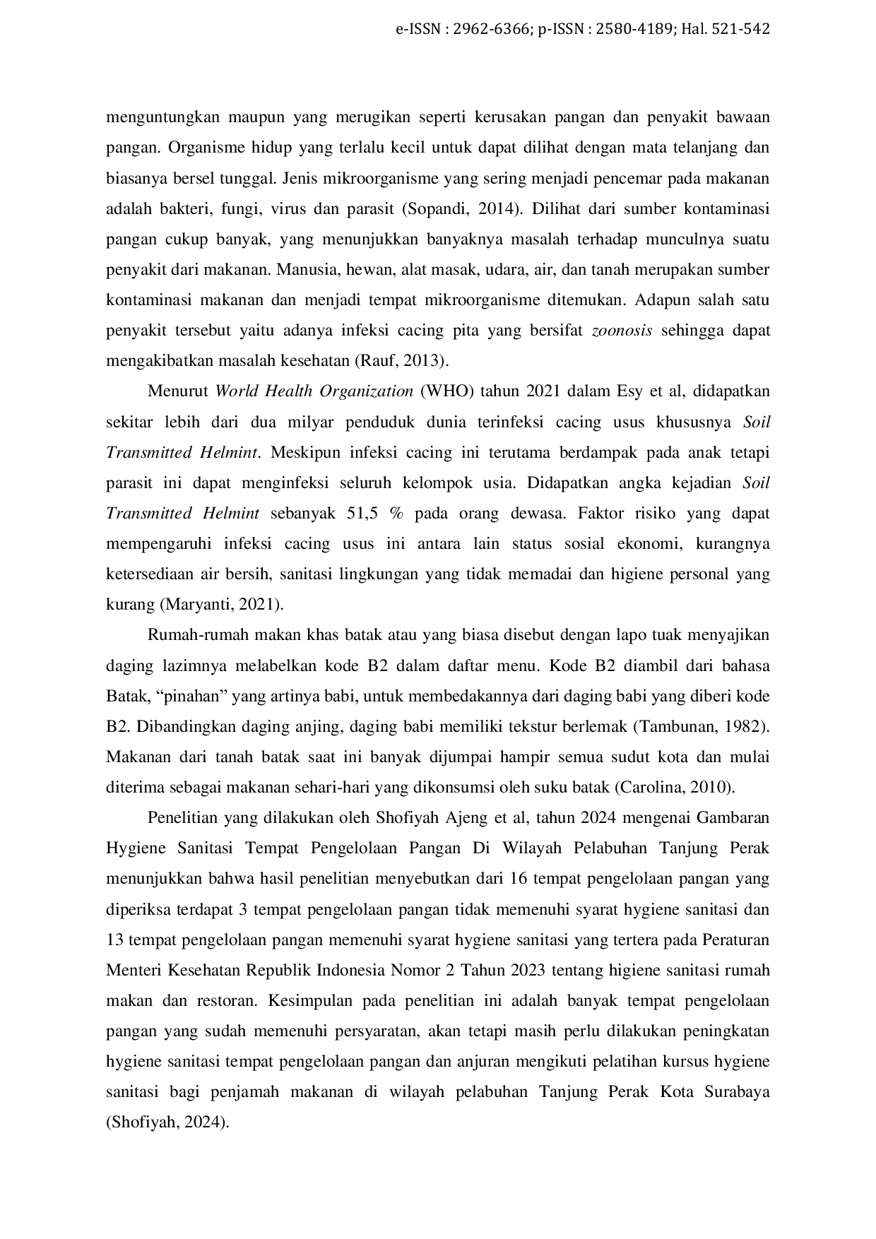 JURIS Evaluasi Higiene Industri Rumah Makan Khas Batak Kelurahan Besar Kecamatan Medan Labuhan