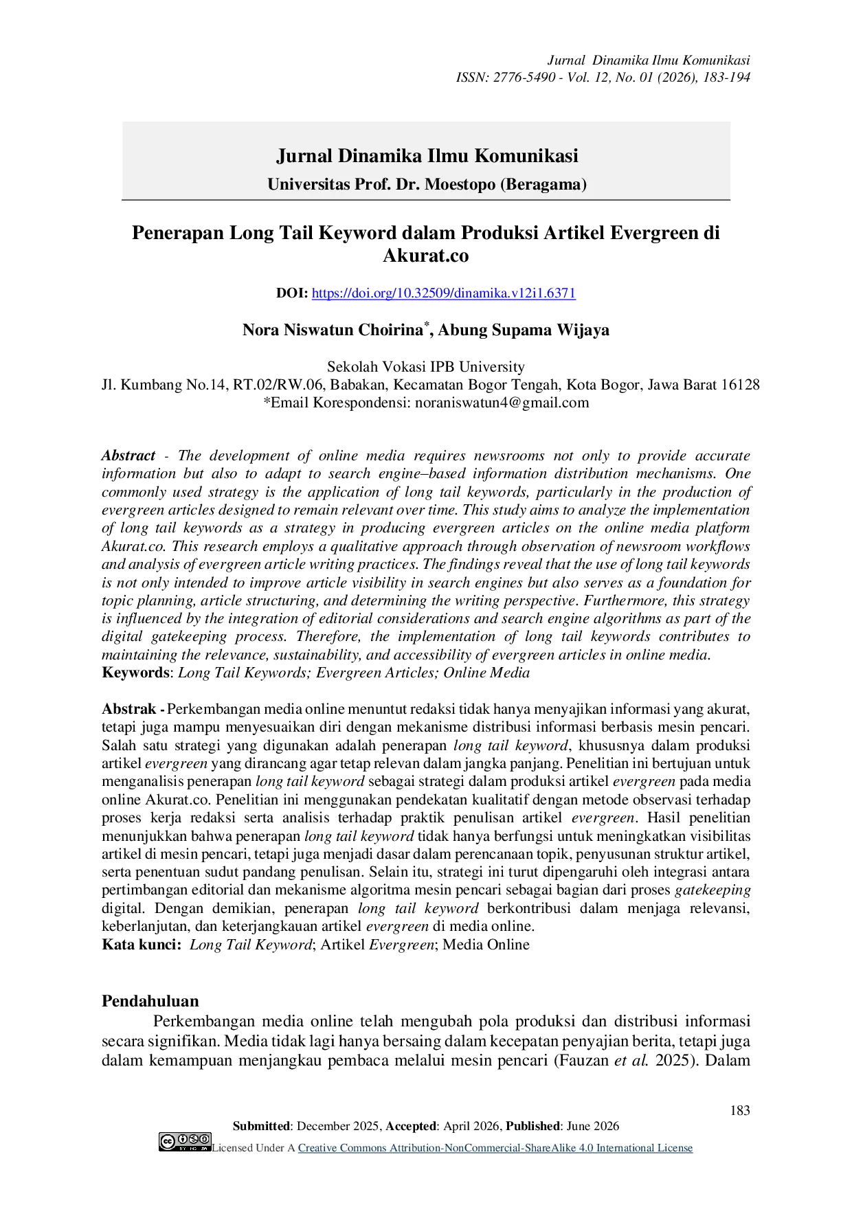 JURIS Penerapan Long Tail Keyword dalam Produksi Artikel Evergreen di Akurat co