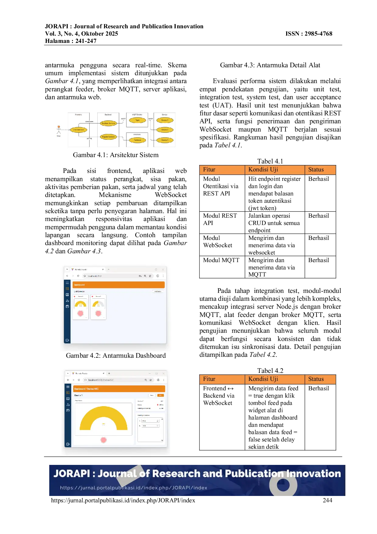 JURIS Rancang Bangun Aplikasi Monitoring Alat Pemberi Pakan Ikan Otomatis Berbasis Web Menggunakan Protokol Hybrid Websocket dan MQTT dengan Metode Model V