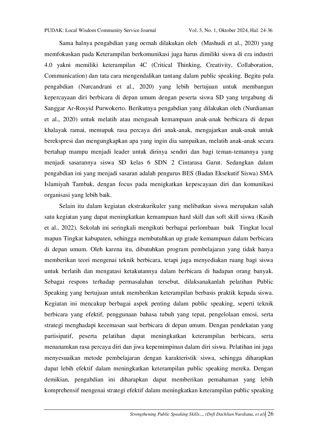 JURIS Strengthening Public Speaking Skills Among Student Council Leaders To Enhance Self Confidence And Effective Organizational Communication At Islamiyah Senior High School Tambak