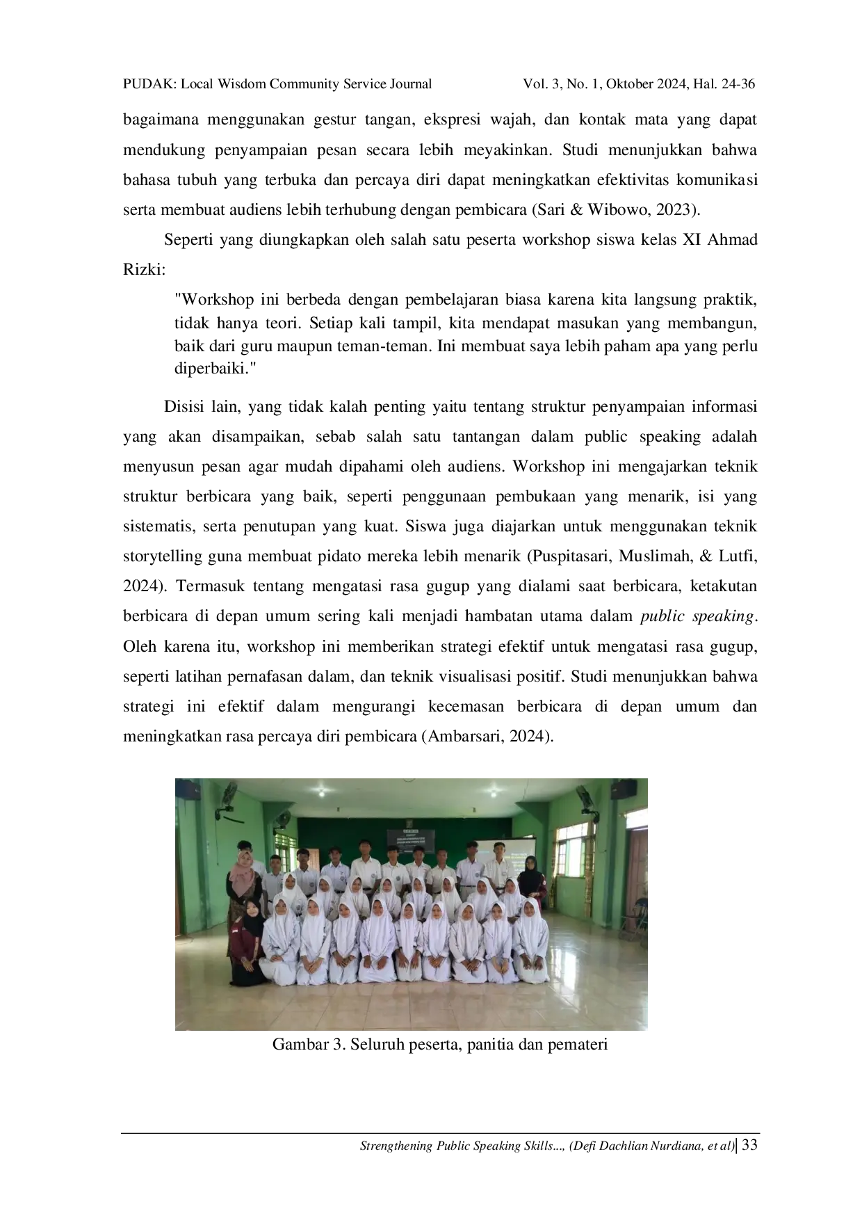 JURIS Strengthening Public Speaking Skills Among Student Council Leaders To Enhance Self Confidence And Effective Organizational Communication At Islamiyah Senior High School Tambak