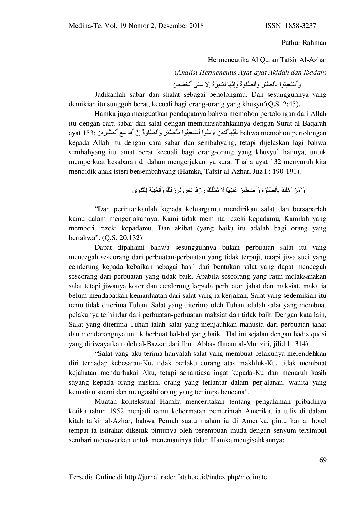 JURIS Hermeneutika Al Quran Tafsir Al Azhar Analisi Hermeneutis Ayat ayat Akidah dan Ibadah