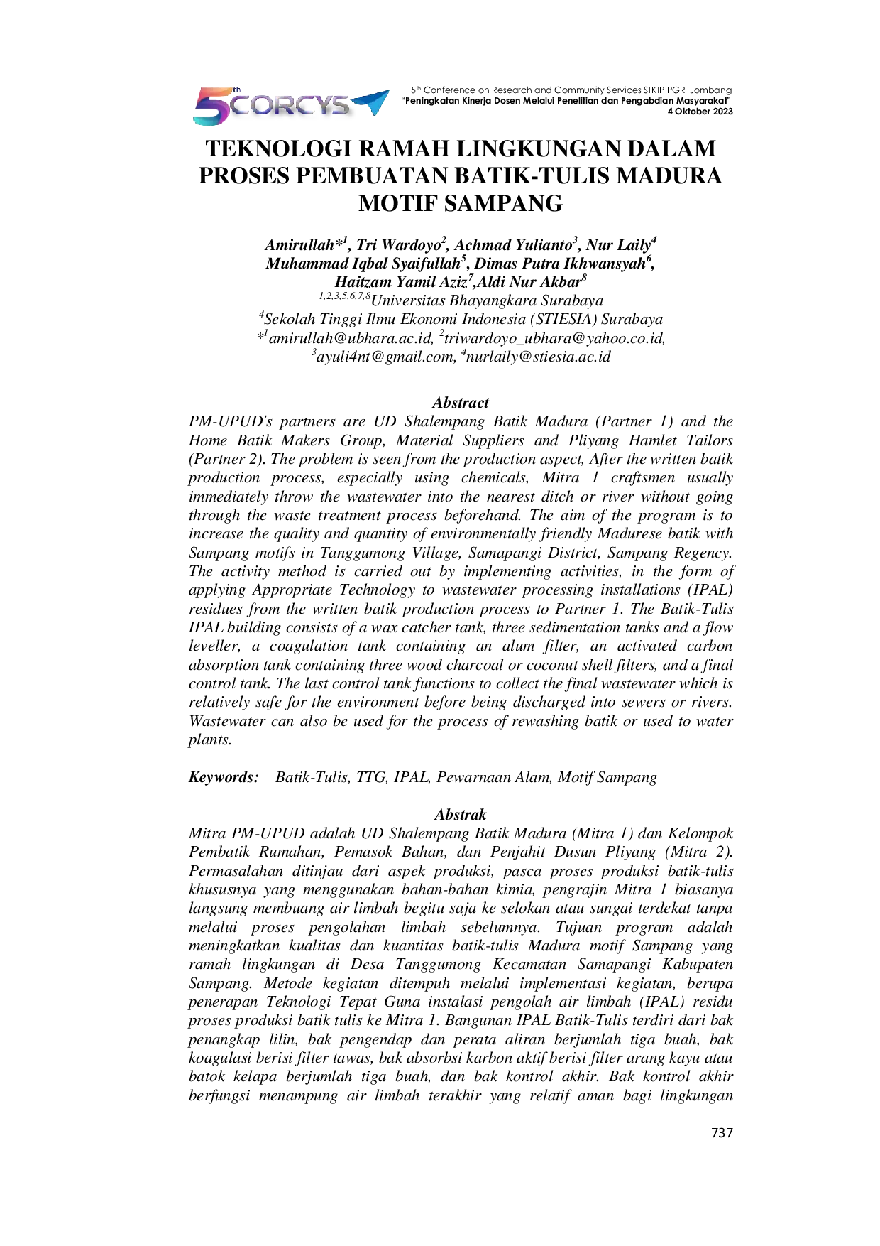 JURIS Teknologi Ramah Lingkungan Dalam Proses Pembuatan Batik Tulis Madura Motif Sampang