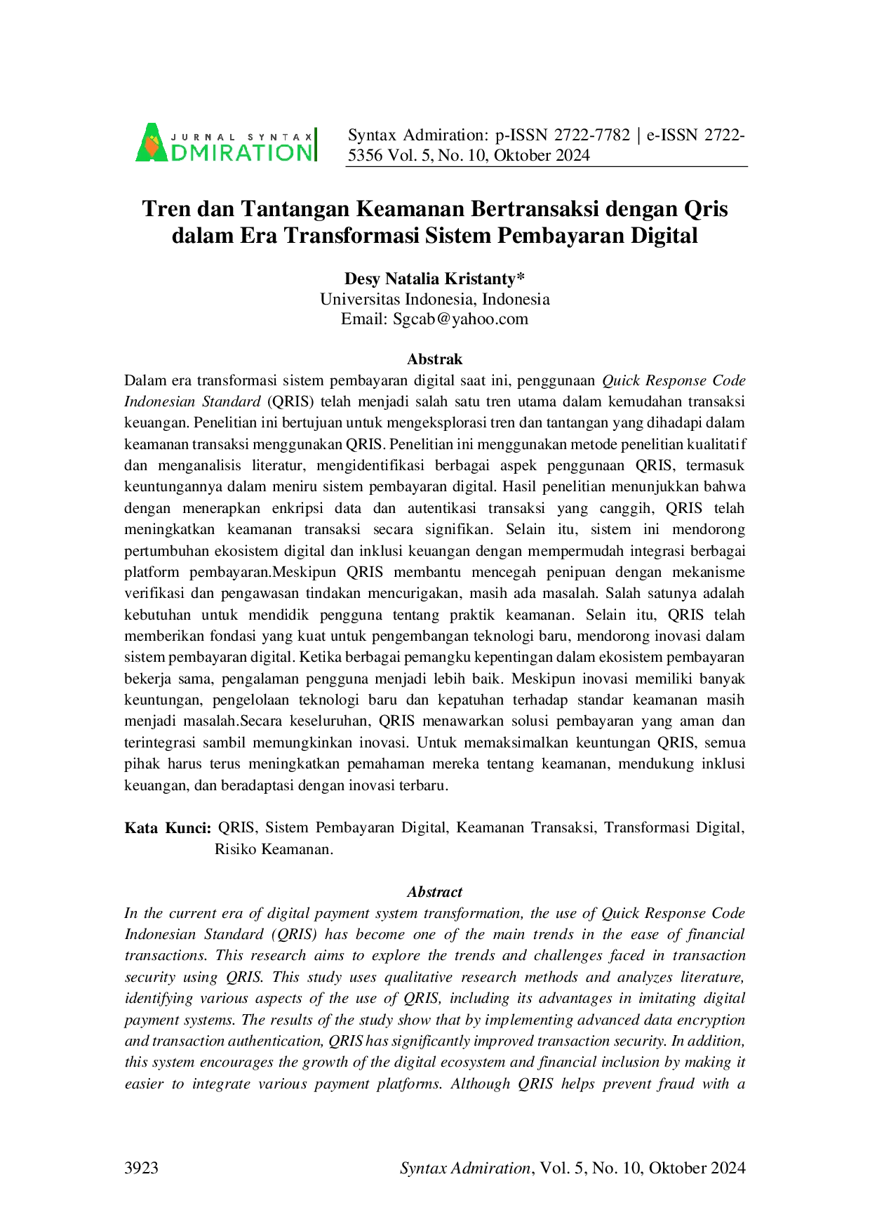 JURIS Tren dan Tantangan Keamanan Bertransaksi dengan Qris dalam Era Transformasi Sistem Pembayaran Digital