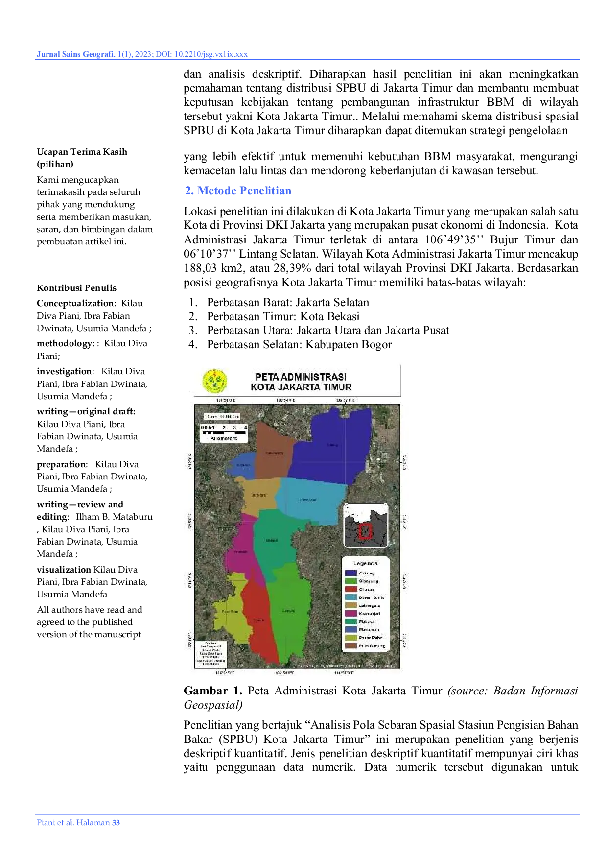 JURIS Analisis Pola Sebaran Spasial Stasiun Pengisian Bahan Bakar SPBU Kota Jakarta Timur