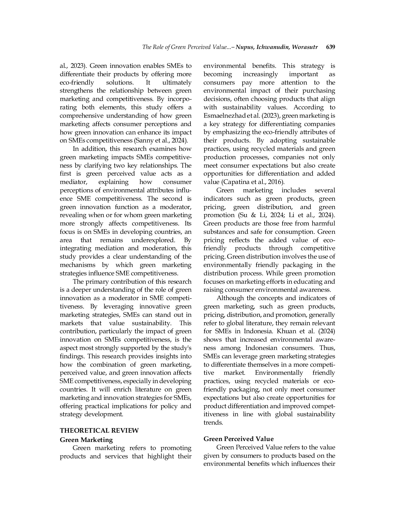 JURIS Peran Nilai Hijau yang Dirasakan dan Inovasi dalam Daya Saing Usaha Kecil dan Menengah