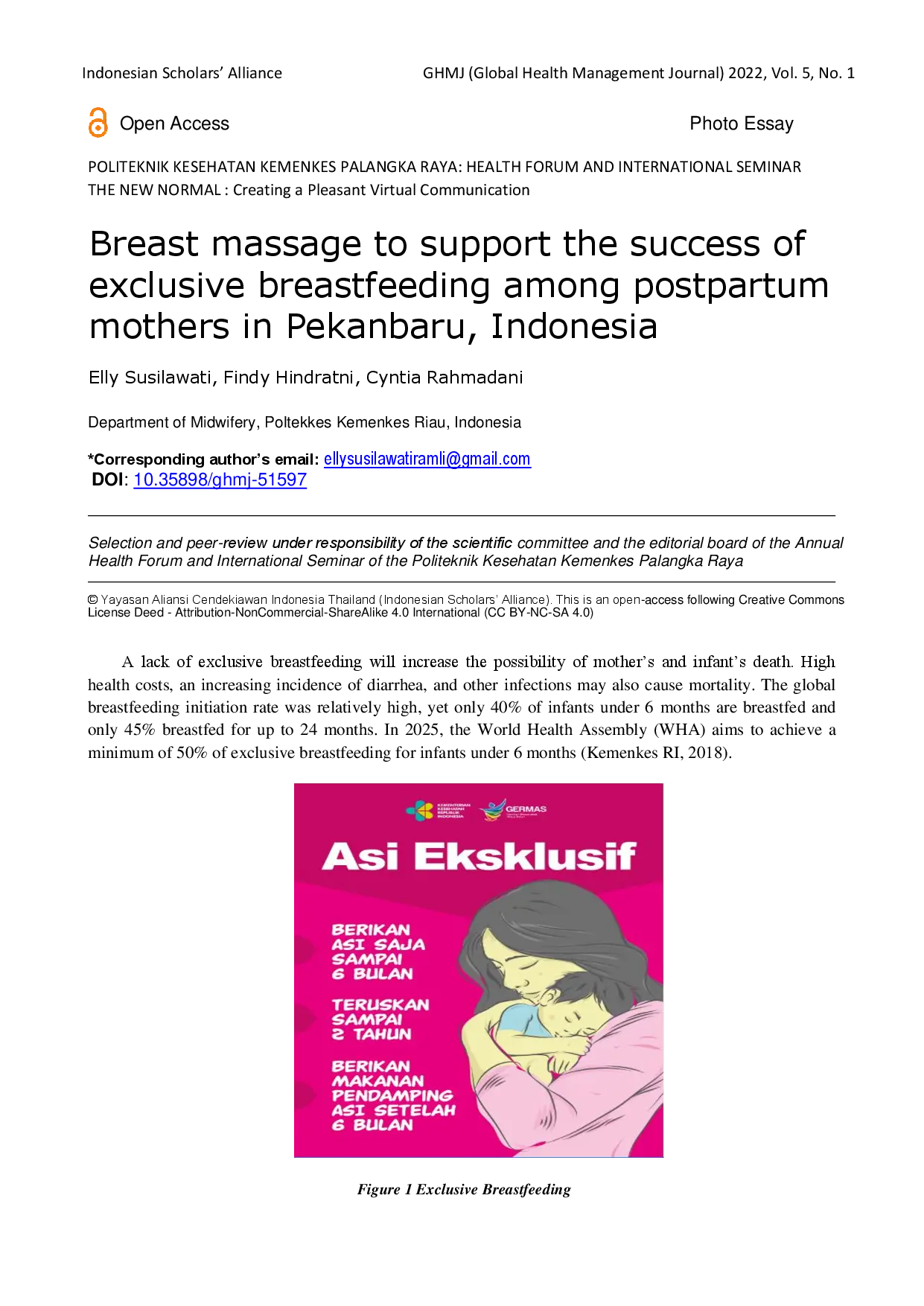 juris Breast massage to support the success of exclusive breastfeeding among postpartum mothers in Pekanbaru Indonesia